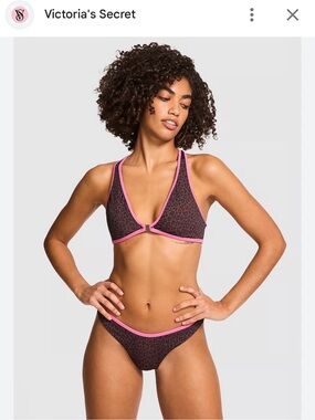 PINK Victoria’s Secret Brown & Pink Animal Print Bikini Set